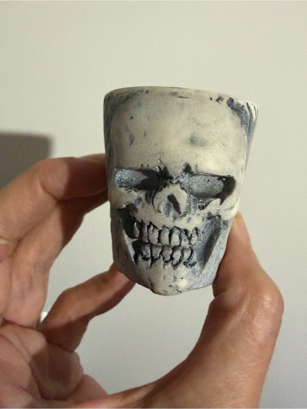 vintage double faced skull art sculpture shot glass
- Gothic Home Accent